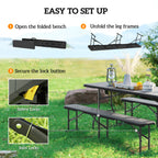 2 Pack 6 ft Portable Foldable Bench Seats, Plastic Folding Benches with Carrying Handle for Camping, Black