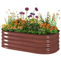 3.4' x 2' x 1' Galvanized Raised Garden Bed Kit, Metal Planter Box with Safety Edging, Brown