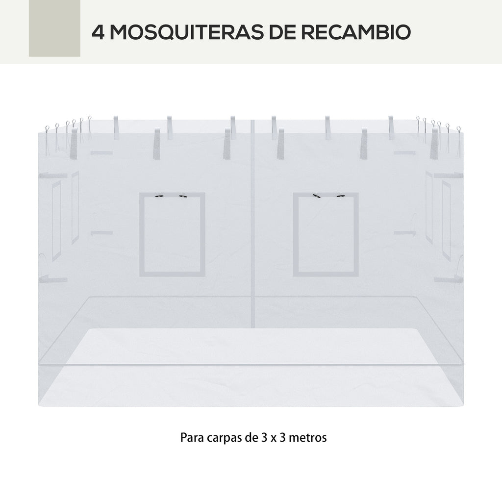 Canopy Screen Walls, Replacement Netting with 6 Service Windows and 1 Door, for 10' x 10' Canopy Tent, White