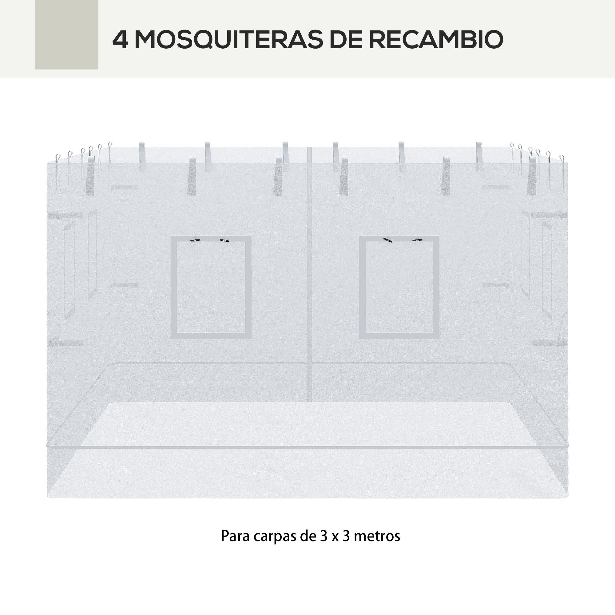 Canopy Screen Walls, Replacement Netting with 6 Service Windows and 1 Door, for 10' x 10' Canopy Tent, White