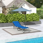 Foldable Chaise Lounge, 4-Position Reclining Back, Trifold Portable design and Breathable Mesh for Poolside,Camping, Hiking - Navy Blue