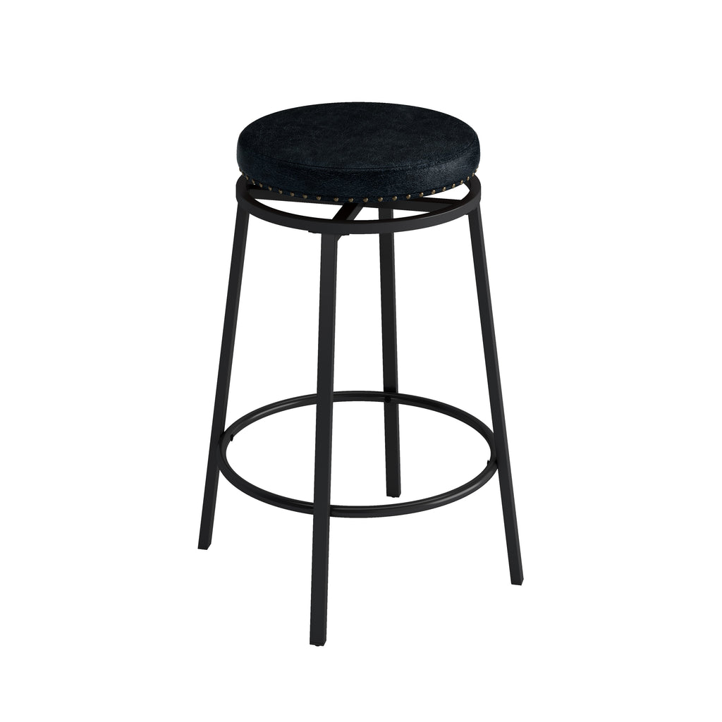 3-Drawer Long Dining Table Set with Power Outlets, Circular PU Stools, Easy Assemble, 60.24"L x 15.75"W x 35.43"H, Black