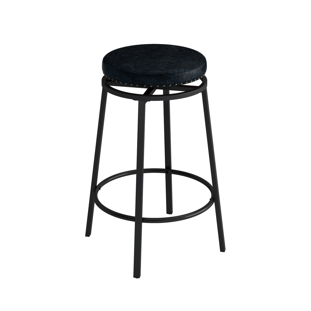 3-Drawer Long Dining Table Set with Power Outlets, Circular PU Stools, Easy Assemble, 60.24"L x 15.75"W x 35.43"H, Black