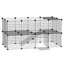 36 Panels Small Animal Playpen with Door, DIY C & C Cage for Guinea Pigs with Ramp, Portable Metal Wire Yard for Rabbit, Hedgehogs, 14 x 14 in