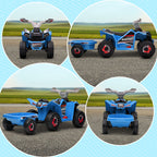 6V Electric Toy Car with Back Trailer, Forward Backward, Wear-Resistant Wheels for Ages 18-36 Months, Blue