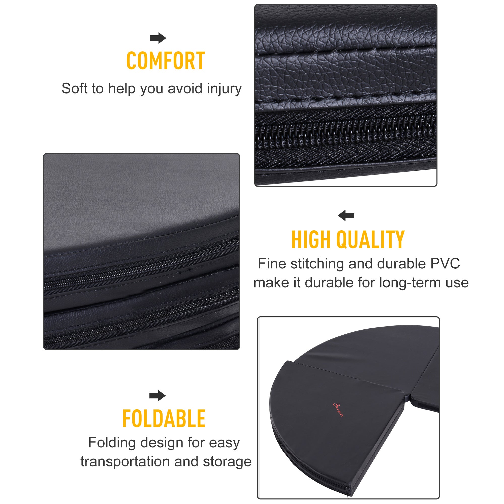 Pole Dance Mat, 2"T x 5'W Folding Pole Crash Mat for Home, Lightweight and Foldable, Black