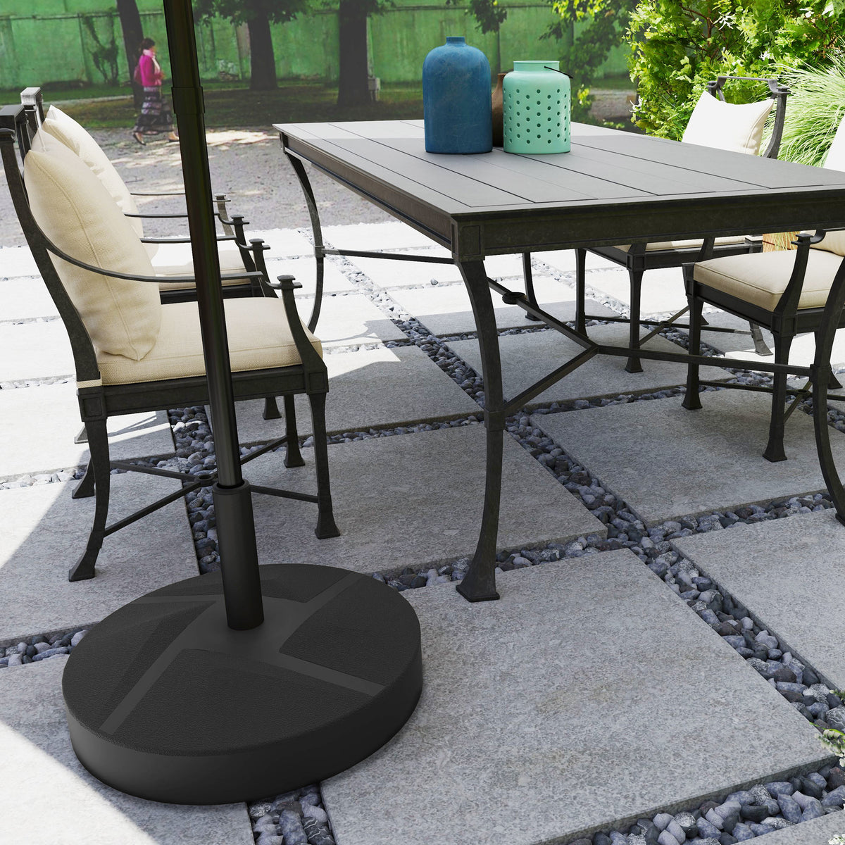 Patio Umbrella Base Holder, Heavy Duty Outdoor Umbrella Stand Base, Filled Up to 66lbs with Stand or 55lbs with Water for Garden, Poolside, Black
