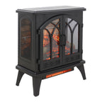 24" Free-Standing Design Electric Infrared Quartz Fireplace Stove with 11 Temperature Settings, 3D Flames, and Remote Control, Antique Black