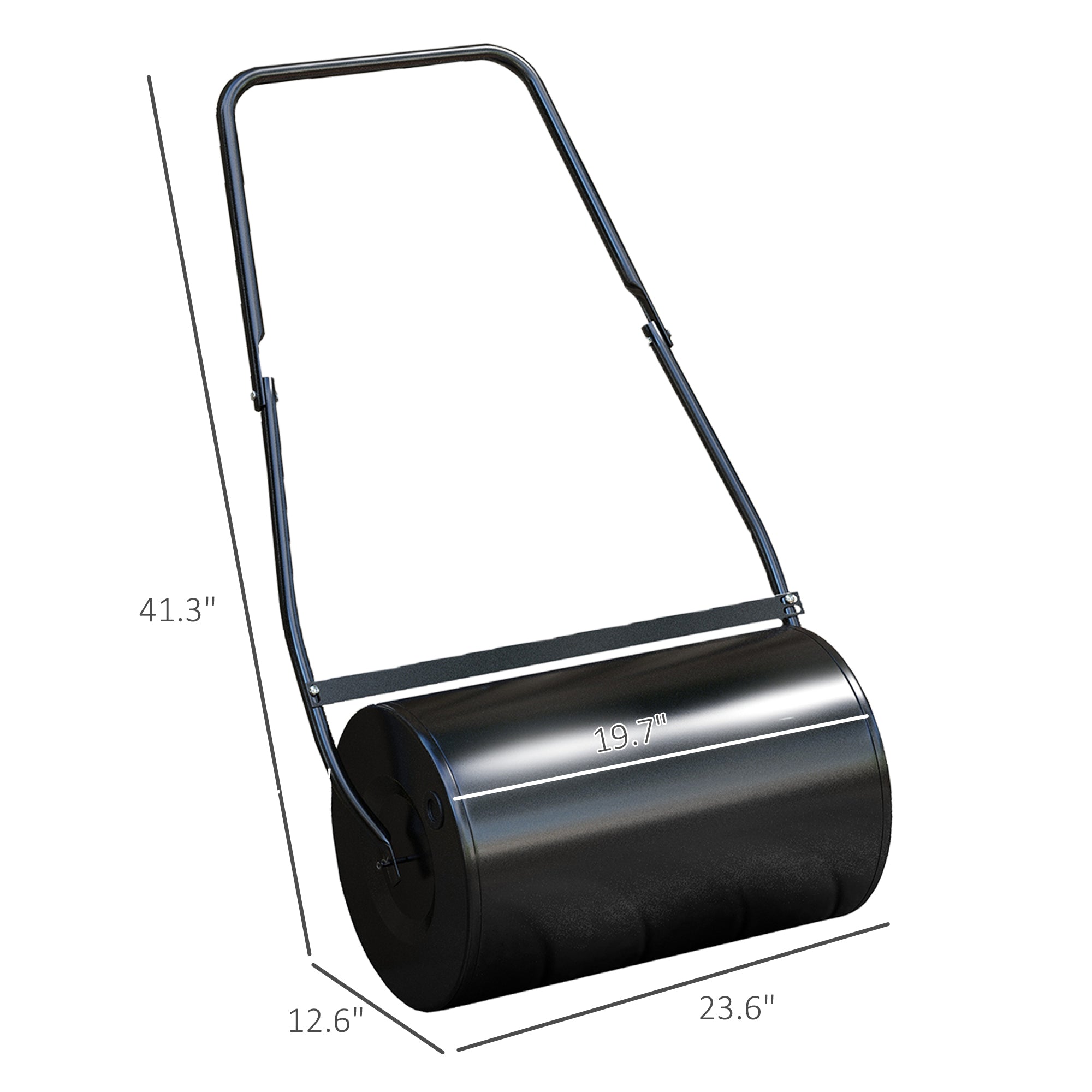 38L Heavy Duty Push/Tow Behind Lawn Roller, U-handle Garden Roller Filled with Water or Sand