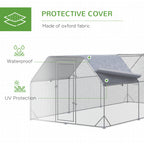 9.2' x 18.7' x 6.4' Large Chicken Coop Metal Chicken Run with Waterproof and Anti-UV Cover, Flat Shaped Walk in Fence Cage Hen House for Outdoor and Yard Farm Use, 1" Tube Diameter
