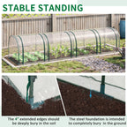 13' L x 3' W x 2.5' H Portable Tunneled Greenhouse with 4 Zippered Doors, Water/UV Fighting PVC Cover, Clear