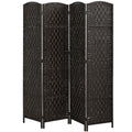 Room Divider, 4 Panel Folding Privacy Screen, 70.9" Tall Portable Weave Partition Wall Divider for Bedroom, Coffee