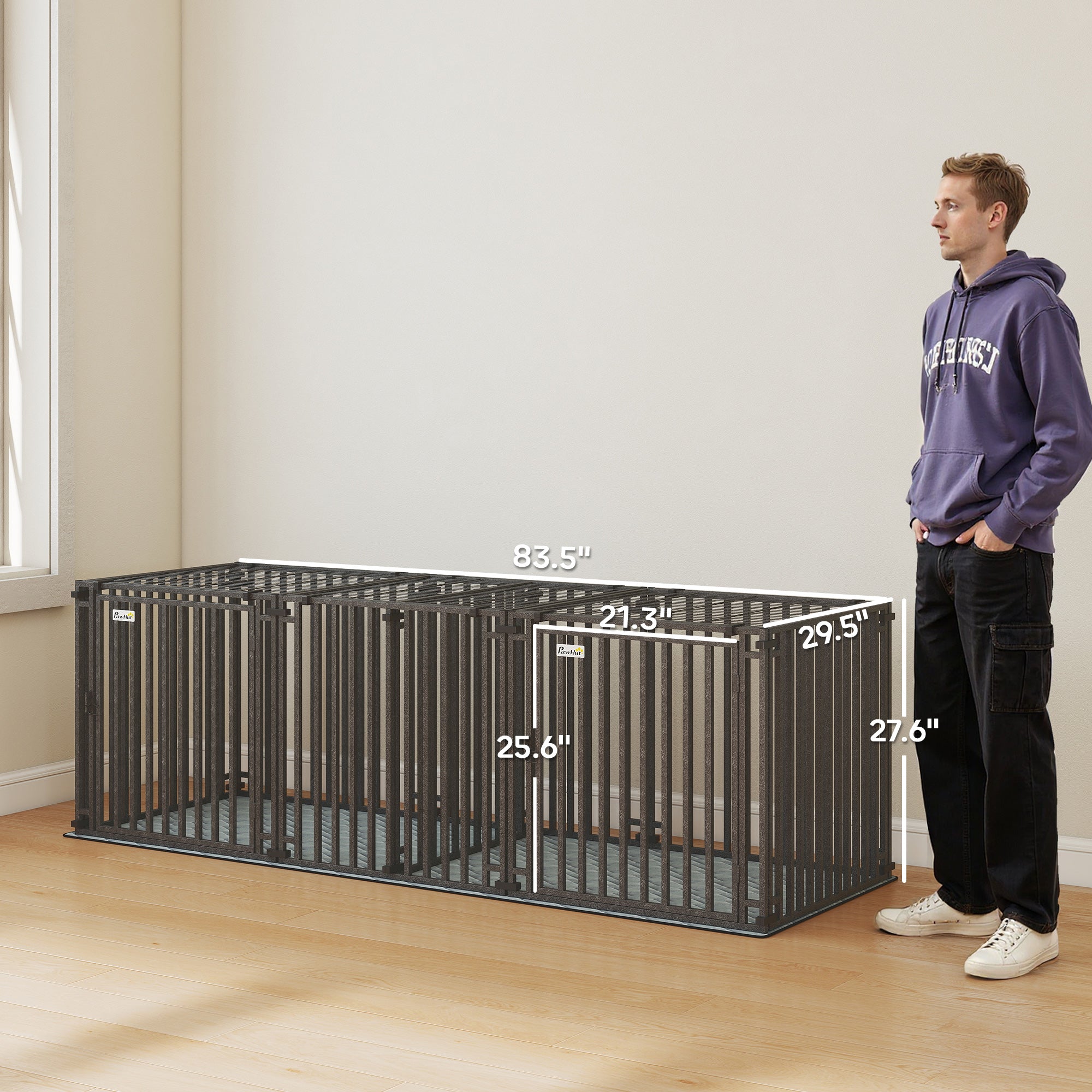 83"L Heavy Duty Dog Crate, Extra Large Dog Kennel with Divider and Mat for Large Breeds, Modular Puppy Playpen