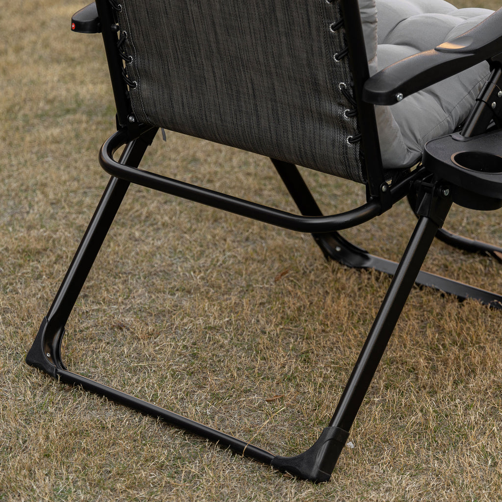 Padded Zero Gravity Chair, Folding Recliner Chair with Cup Holder Cushion, Gray