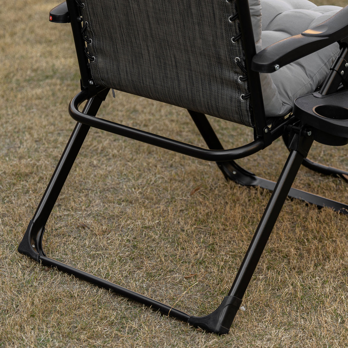 Padded Zero Gravity Chair, Folding Recliner Chair with Cup Holder Cushion, Gray