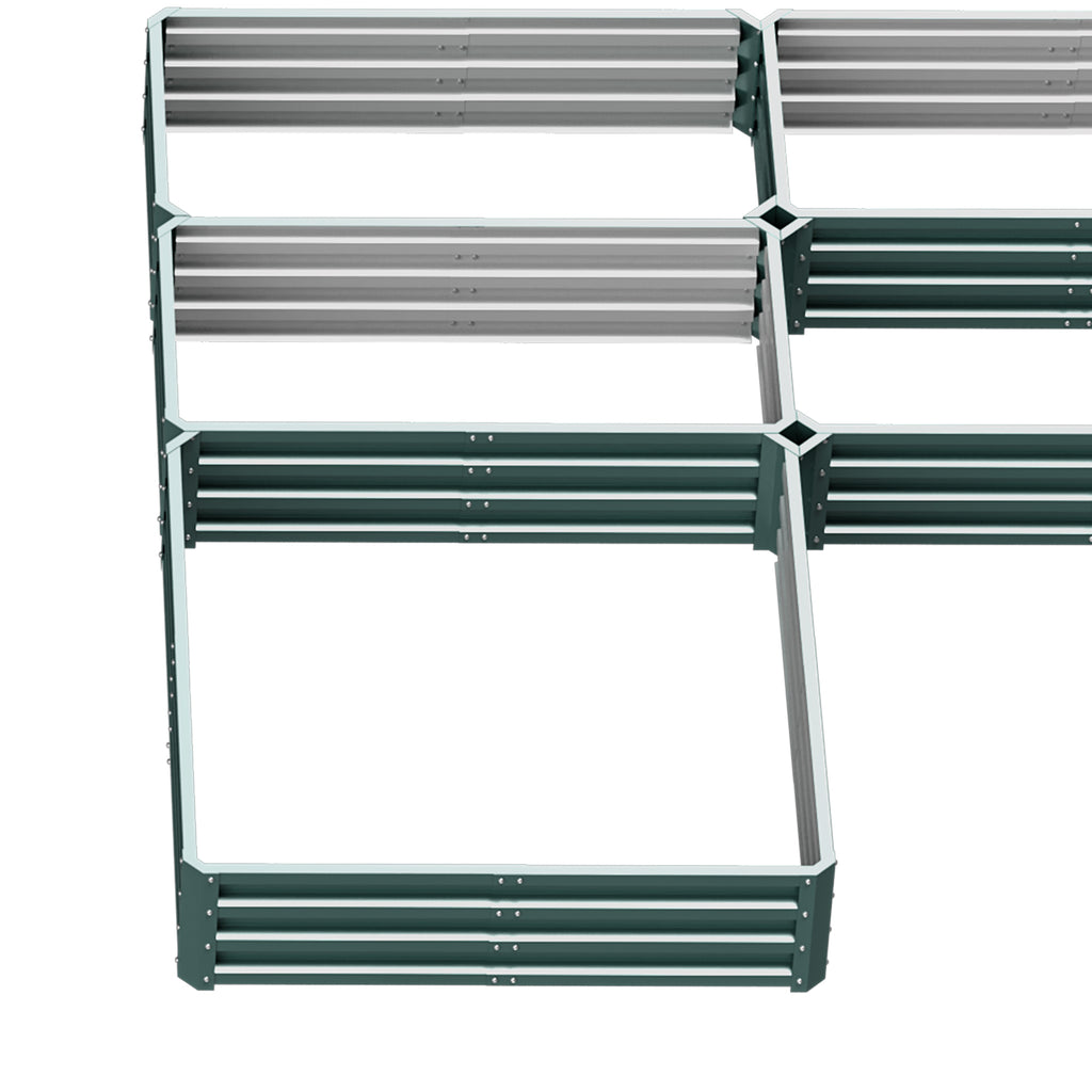 Steel Raised Garden Bed, Set of 5 Large Box Planters for Outdoor Plants Vegetables Flowers Herbs, 8x8x1ft, Green
