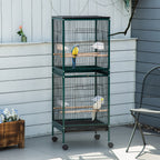 Large Bird Cage with 1.7 ft. Width for Wingspan, Bird Aviary Indoor with Multi-Door Design, Fit for a Canary, Finch, Conure, 55", Green