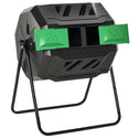 Tumbling Compost Bin Outdoor 360° Dual Chamber Rotating Composter 43 Gallon, Green