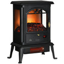 23" Electric Infrared Fireplace Stove, Freestanding Fire Place Heater with Realistic Log Flame, Timer, Black