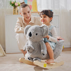 Kids Ride-On Rocking Horse, Koala-shaped Rocker with Realistic Sounds for Children 18-36 Months, Gray