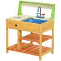 Mud Kitchen for Kids Outdoor Kitchen Playset w/ Realistic Kitchen Toys, Faucet Sink Storage Shelves for Ages 3-8 Years