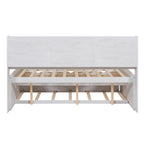 Classic Style Full Size Wooden Captain Bed with Built-in Bookshelves, 3 Storage Drawers, and Trundle, 79" L x 104.5" W x 47" H, White