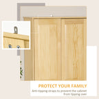 67" Pinewood Kitchen Pantry Storage Cabinet, Freestanding Cabinets with Doors and Shelves, Dining Room
