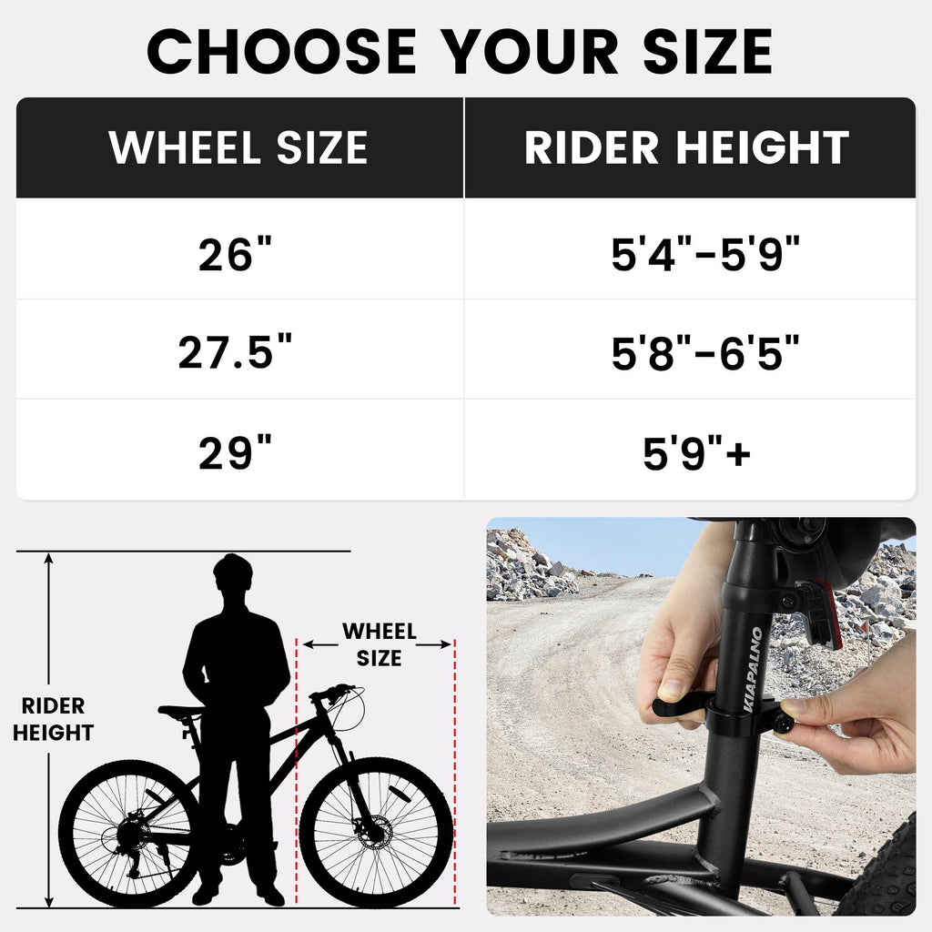26" Mountain Bike with 21-Speed High-Carbon Steel Frame, Dual Disc Brakes, Adjustable Seatpost, 67" L x 26.5" W x 38.5" H, Black+Gray