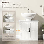 Bathroom Sink Cabinet, Pedestal Sink Cabinet with Adjustable Shelf, White