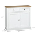 Sideboard Buffet Cabinet, Coffee Bar Cabinet with 2 Drawers and Double Door Cupboard for Kitchen, Living Room, Entryway, White