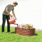 3.4' x 2' x 1' Galvanized Raised Garden Bed Kit, Metal Planter Box with Safety Edging, Brown