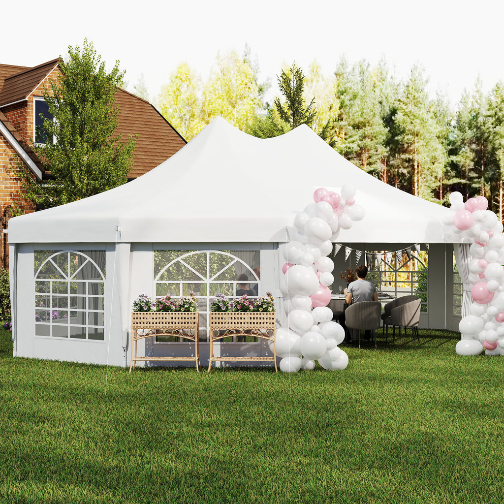 29' x 21' Canopy Party Event Tent with 2 Pull-Back Doors, White