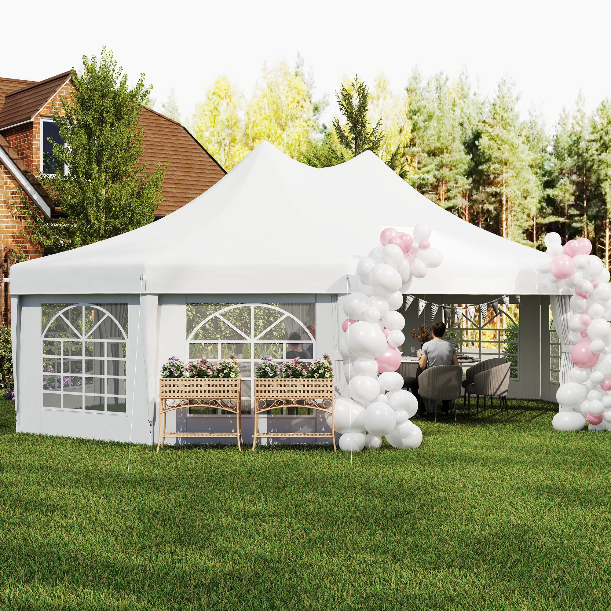 29' x 21' Canopy Party Event Tent with 2 Pull-Back Doors, White