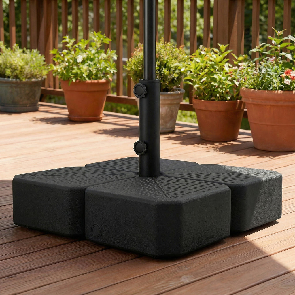 Patio Umbrella Base with Wheels Outdoor Umbrella Stand Holder for 1.5"/1.9" Poles Black