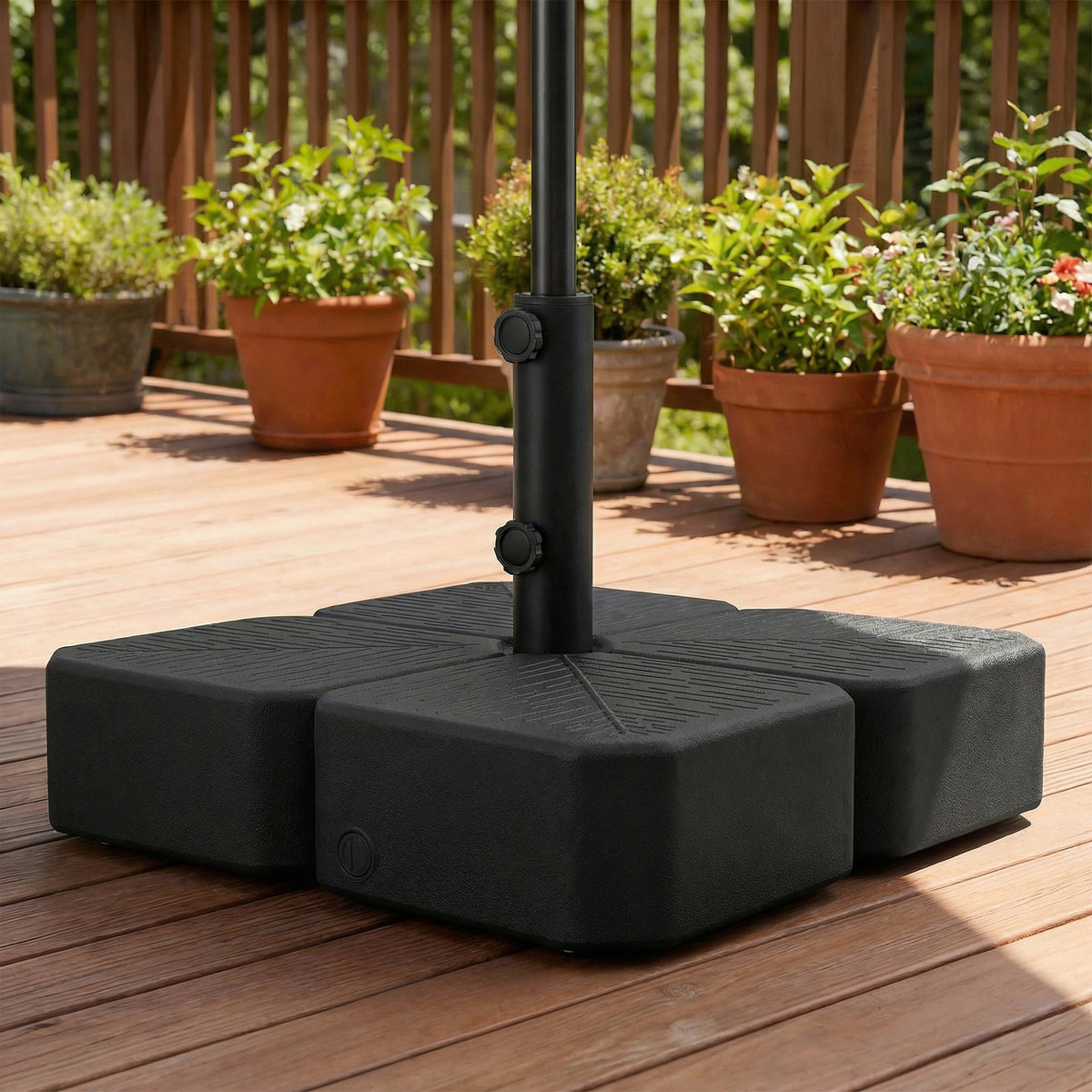 Patio Umbrella Base with Wheels Outdoor Umbrella Stand Holder for 1.5"/1.9" Poles Black