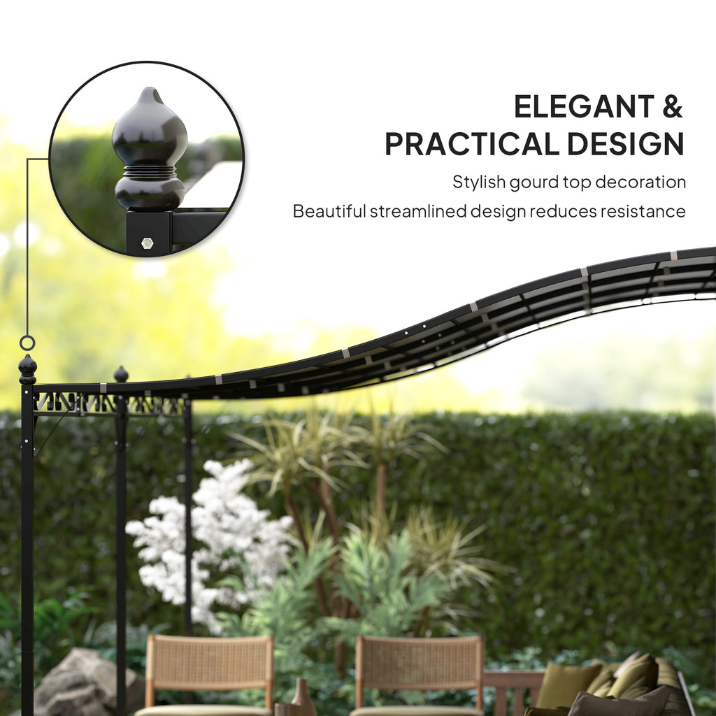 10' x 20' Wall-Mounted Outdoor Pergola Canopy, Metal Patio Canopy with Drainage Holes for Backyard Garden, Dark Gray