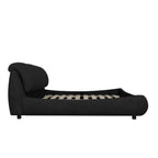 Queen Size Upholstered Bed with Oversized Padded Backrest, Solid Wood Frame, Adjustable Mattress Heights, 96.5" L x 70" W x 43.5" H, Black