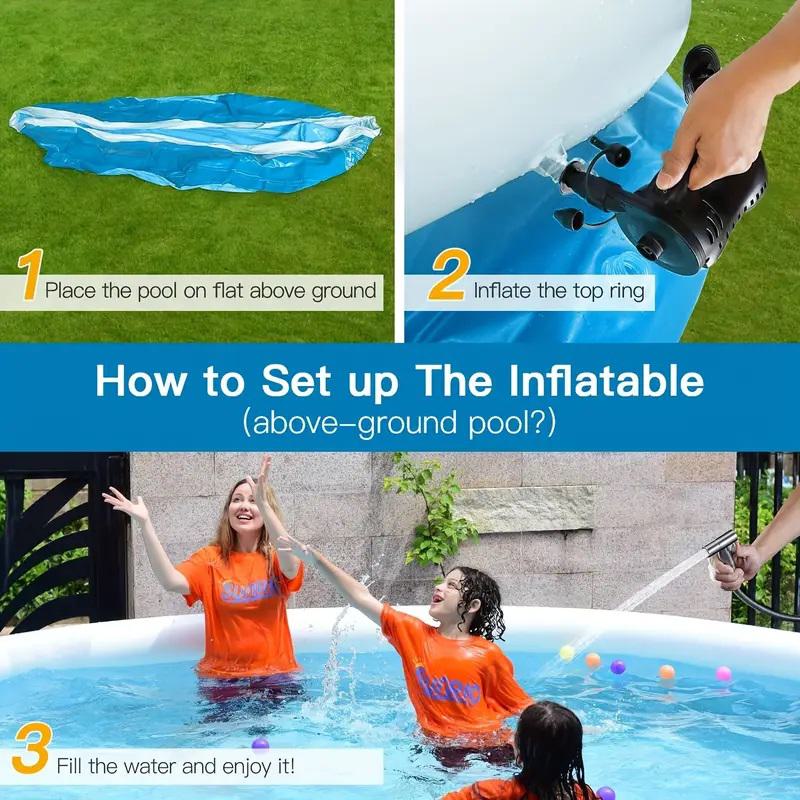Durable Inflatable Swimming Pool with PVC Construction, Quick Water Management, Easy Setup and Storage, 96" L x 96" W x 25" H, Blue