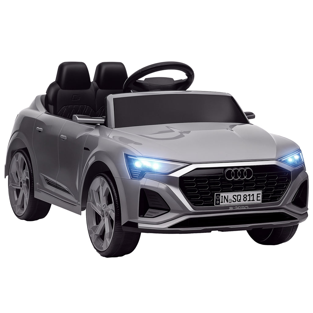 Q8 e-tron Sportback Licensed 12V Battery Powered Kids Electric Car w/ Spring Suspension, Soft Start, Gray