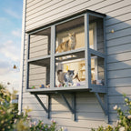 Catio Outdoor Cat Enclosure Outdoor Window Box Cat House with Waterproof Roof 39.4"L Gray