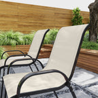 Set of 4 Outdoor Dining Chairs, Stackable Patio Chairs with High Back, Breathable Mesh Seat for Garden Lawn, Beige