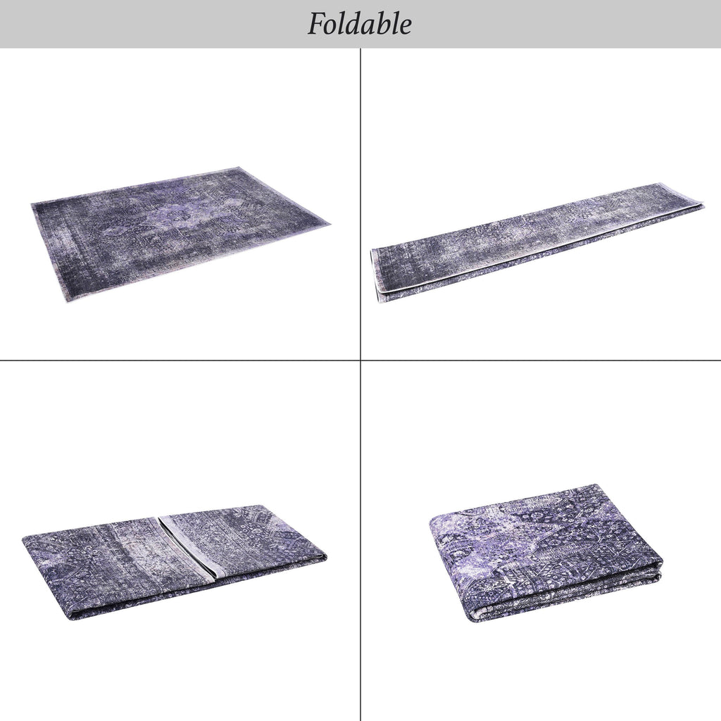 2x3 Low-Pile Non-Slip Non-Shedding Machine Washable Area Rug, Kid and Pet Friendly, Foldable Doormat for Bedroom, Bathroom, Anthracite