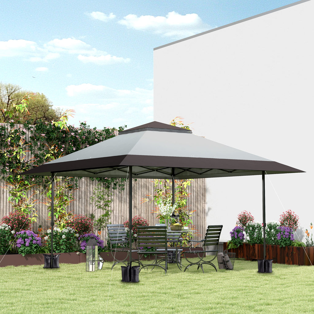 13' x 13' Pop Up Canopy Tent, UPF50+ Tents for Parties, Height Adjustable, with Wheeled Carry Bag and 4 Sand Bags, Gray