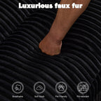 Double Chaise Lounge Chair with Deep Seat and Corduroy Fabric, Sectional Love-seat Perfect for Apartments, 82.5'' L x 57'' W x 23.5'' H, Black