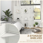 5 Panel 67" Tall Wood Privacy Screen Room Divider with 3 Shelves and Folding Storage for Bedroom, White