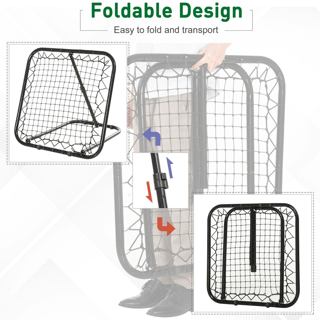 Soccer Rebounder Net, 3' x 3', Angle Adjustable Portable Training Goal Net with Quick Folding Design, Sturdy Metal Tube