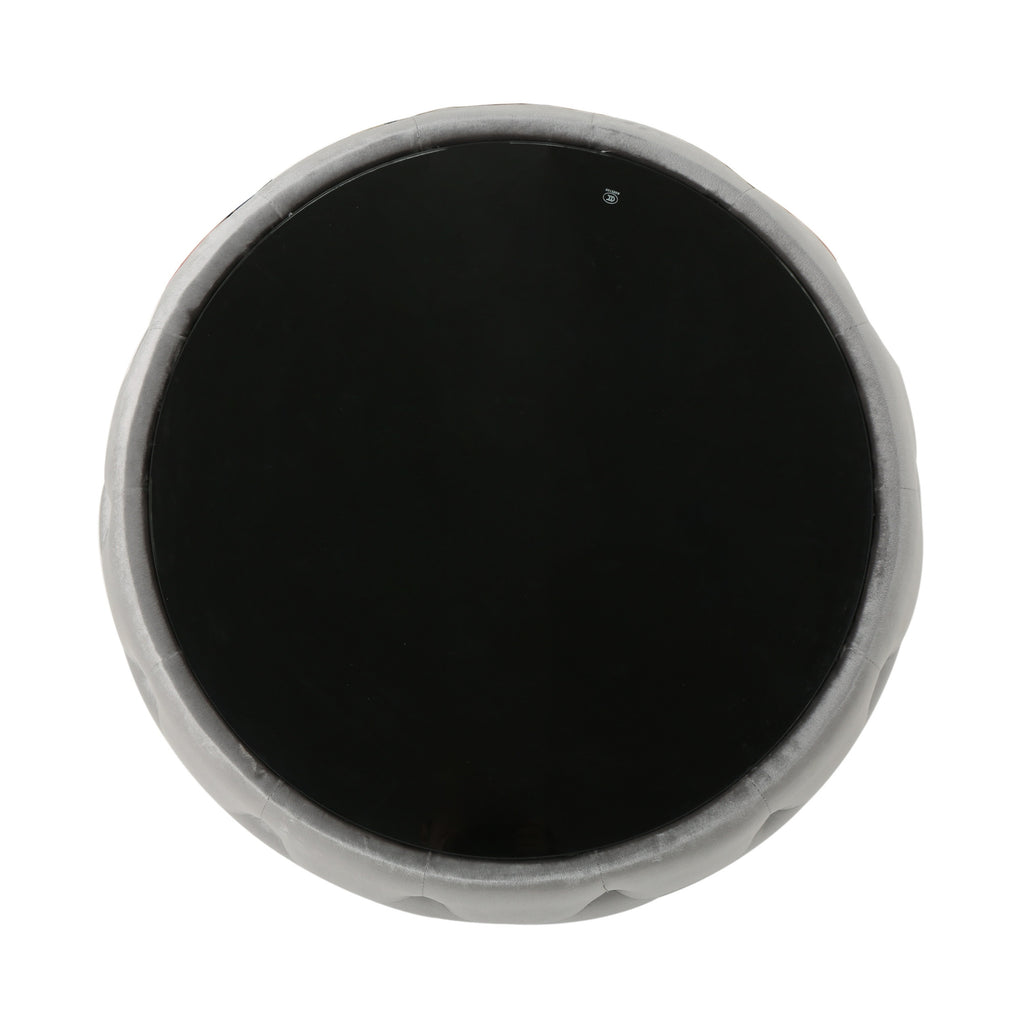 Velvet Ottoman with Cushioned Top, Sturdy Frame, and Space-Saving Design, 30" L x 30" W x 14.5" H, Smoke
