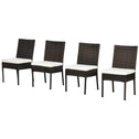 4 PE Rattan Outdoor Dining Chairs with Cushions, Patio Wicker Dining Chairs with Backrest, Brown