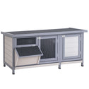 Wooden Rabbit Hutch Bunny Hutch Cage Guinea Pig with Waterproof Roof, No Leak Tray and Feeding Trough, for Rabbits, Chickens, Ducks, Indoor/Outdoor, Gray