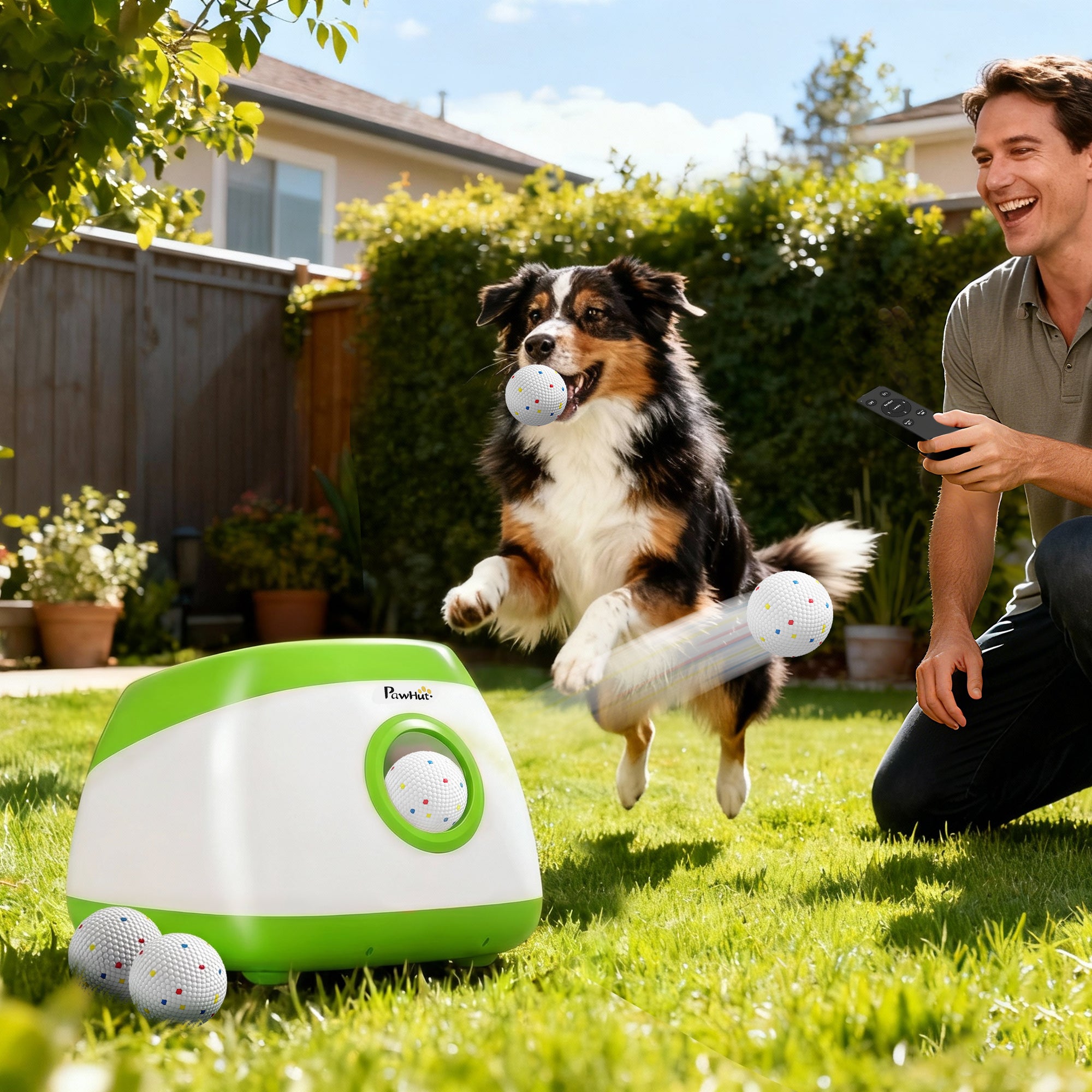 Automatic Dog Ball Launcher with 26-80 FT Distance, Automatic Ball Launcher for Medium and Large Dogs, Green